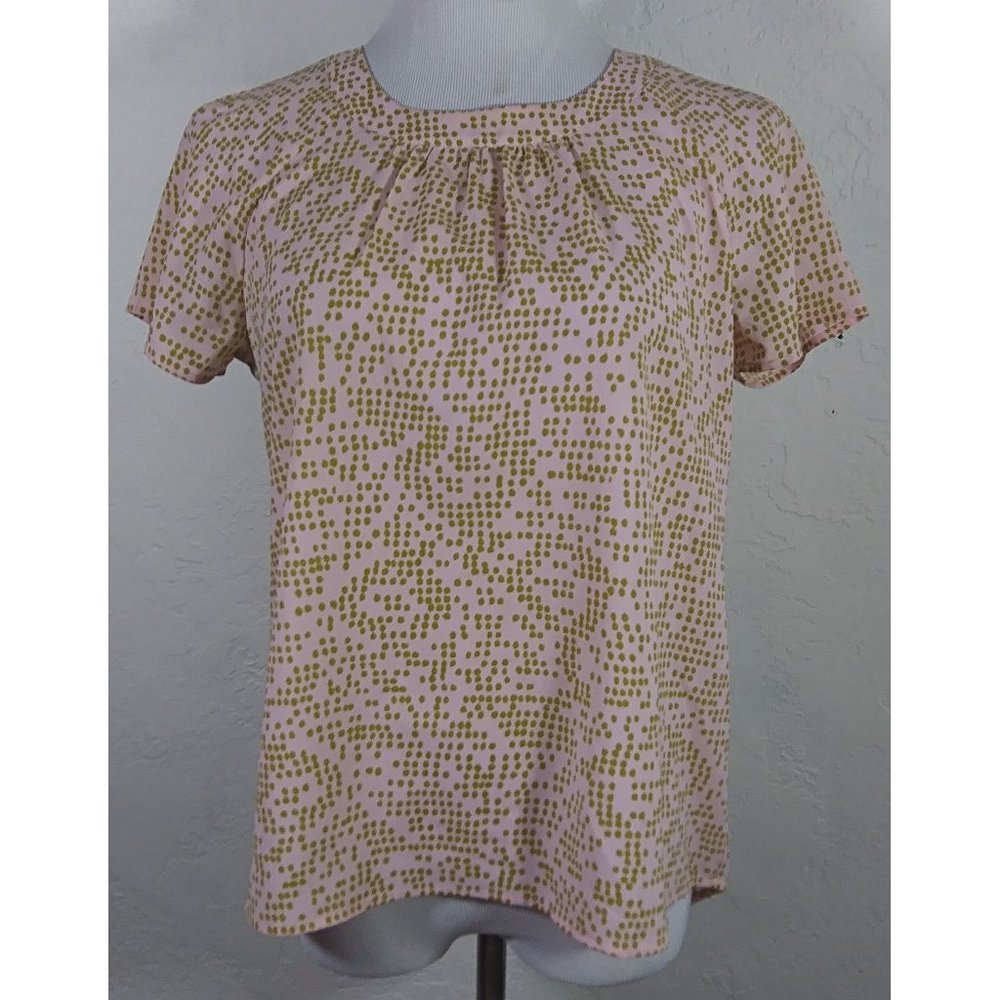 Collective Concepts Top Small Polka Dot Multicolor Short Sleeve High Low